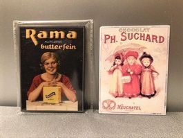 ❗AKTION  9.- Fr.!!❗2x Nost.Blech Schild.Rama+ Suchard K`lade